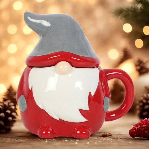 Christmas Gonk Lidded Mug – 300ml Festive Quirky Mug