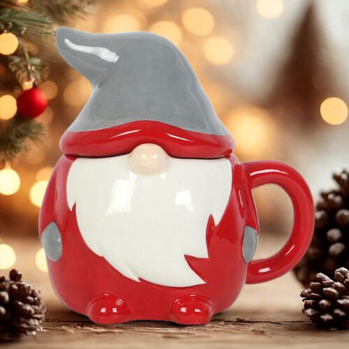 Christmas Gonk Lidded Mug – 300ml Festive Quirky Mug