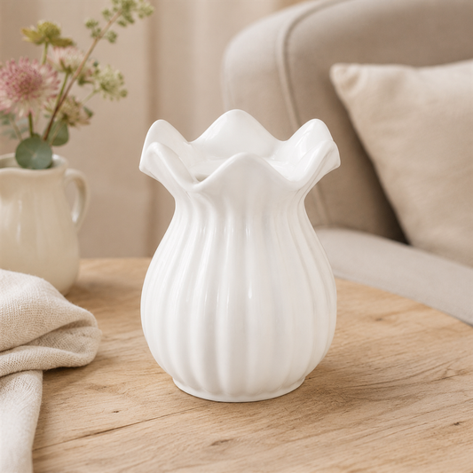 White Pleated Flare Oil Burner
