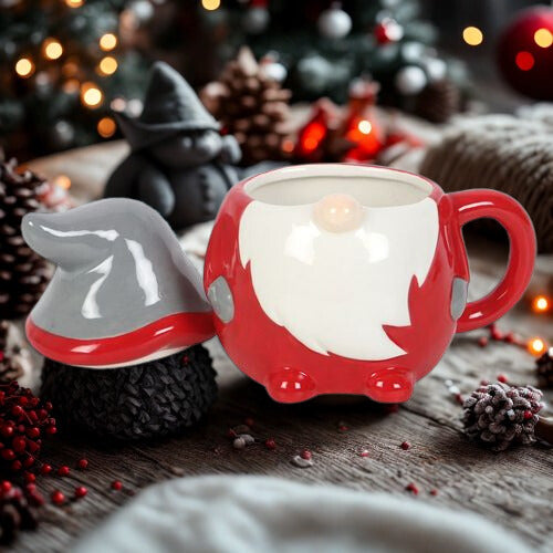 Christmas Gonk Lidded Mug – 300ml Festive Quirky Mug