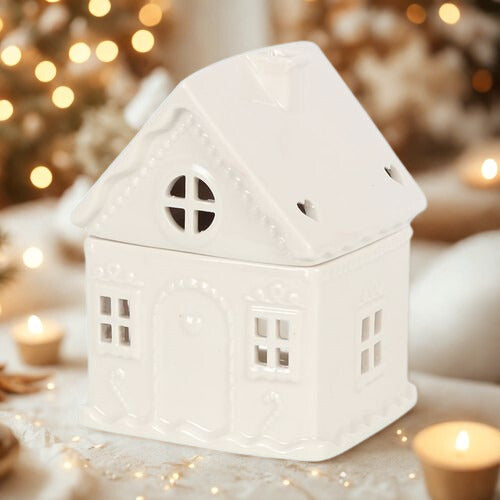 White Gingerbread House Oil Burner
