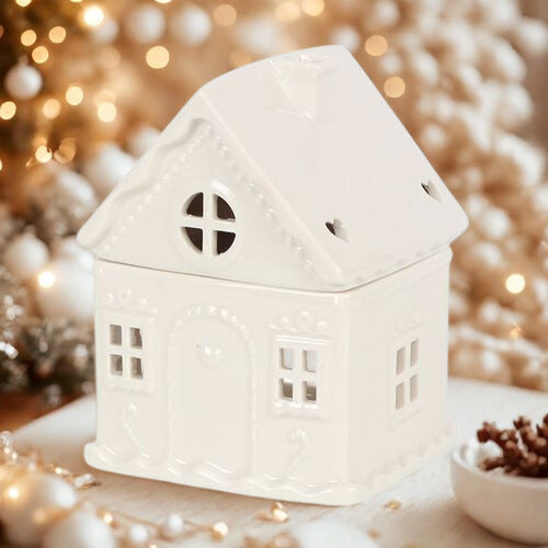 White Gingerbread House Oil Burner