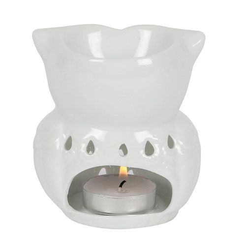 White Ceramic Owl Oil Burner – Soothing Scent, Whimsical Style