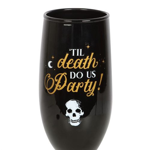 ‘Til Death Do Us Party’ Black & Gold Champagne Glasses – Romantic & Playful
