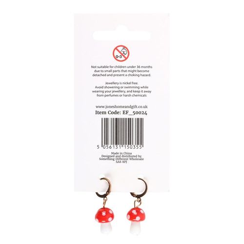 Toadstool Mushroom Gold Hoop Earrings