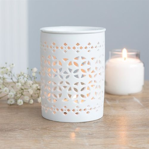 White Matte Cut-Out Oil Burner & Wax Warmer