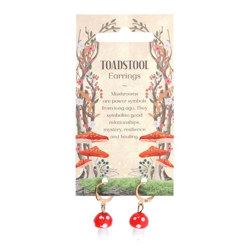 Toadstool Mushroom Gold Hoop Earrings