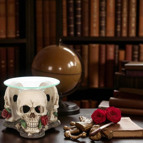 Skull & Roses Oil Burner – Gothic Wax Melt Warmer