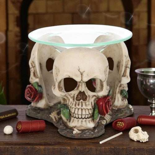 Skull & Roses Oil Burner – Gothic Wax Melt Warmer