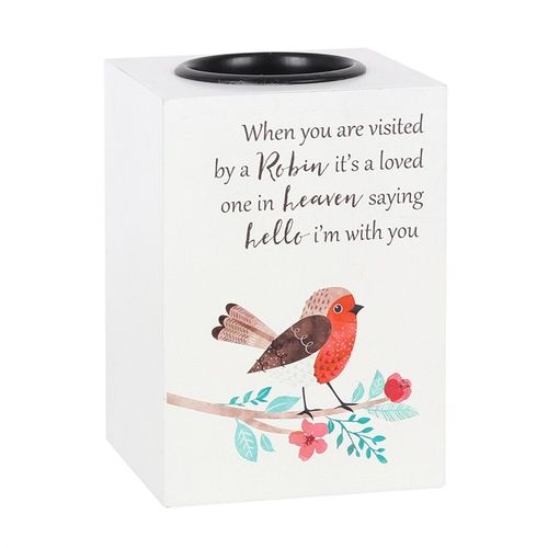 Robin Memorial Cube Tealight Holder – A Comforting Tribute