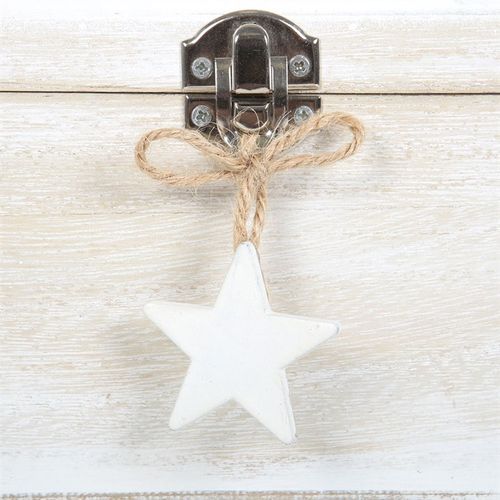 White Wash MDF Spell Box with Star Charm | Witchcraft Storage