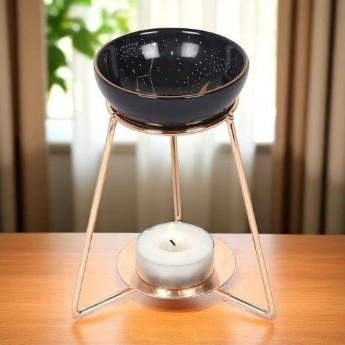 Purple Star Sign Oil Burner on Metal Base
