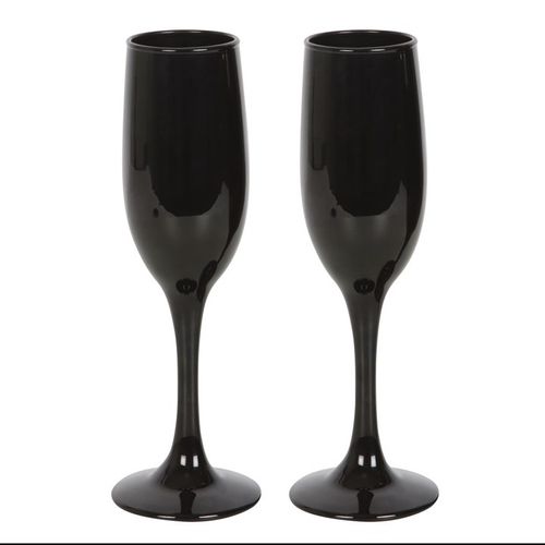 ‘Til Death Do Us Party’ Black & Gold Champagne Glasses – Romantic & Playful