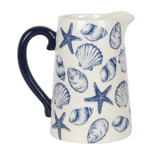 Coastal Charm Flower Jug – Blue Seashell & Starfish Design