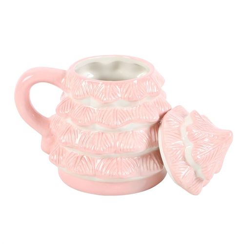 Pink Christmas Tree Lidded Mug – Festive Hot Cocoa Treat