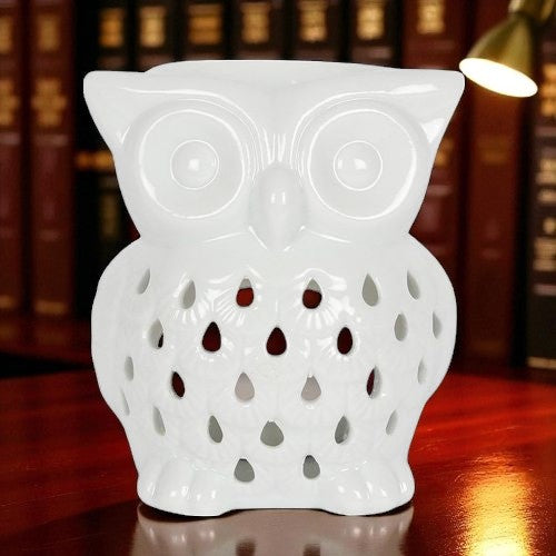 White Ceramic Owl Oil Burner – Soothing Scent, Whimsical Style