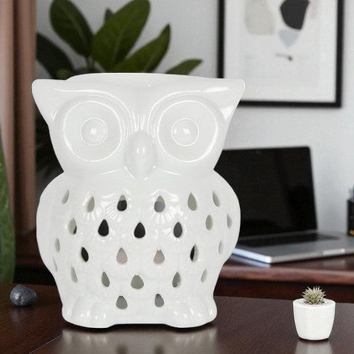 White Ceramic Owl Oil Burner – Soothing Scent, Whimsical Style