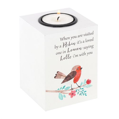 Robin Memorial Cube Tealight Holder – A Comforting Tribute