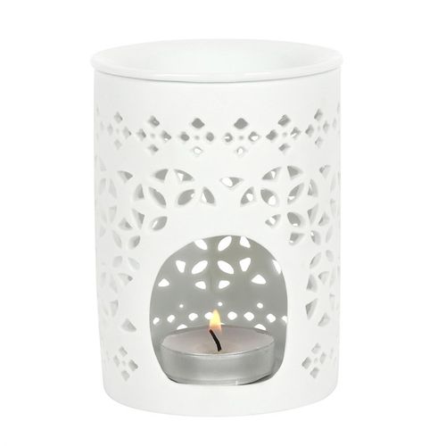 White Matte Cut-Out Oil Burner & Wax Warmer